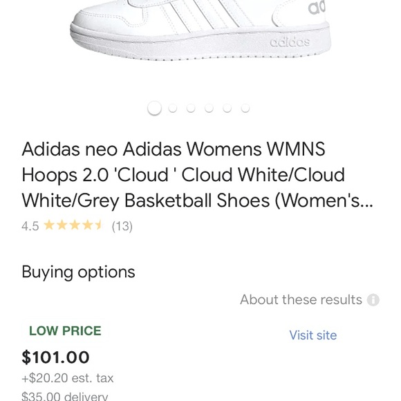 Adidas Neo Adidas Womens Hoops 2.0 Cloud White/Grey Badsketball Shoe Low - Picture 2 of 16